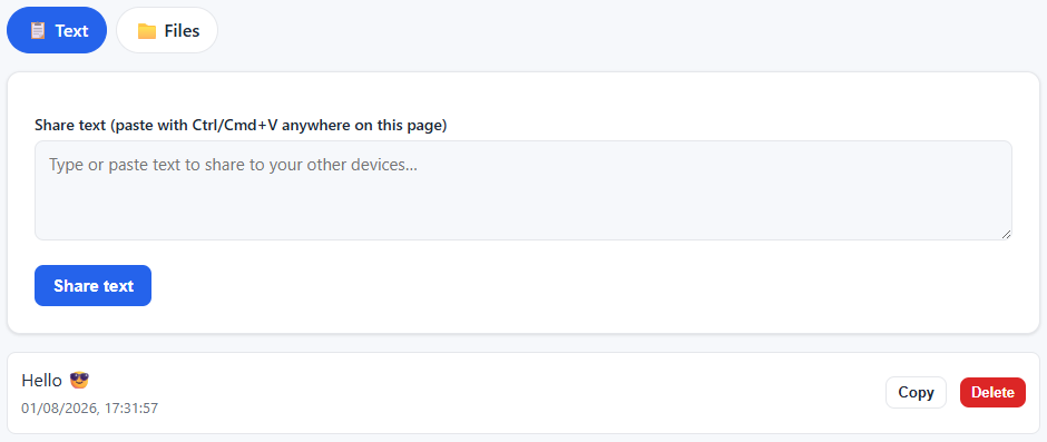 EazyShared text sharing screenshot
